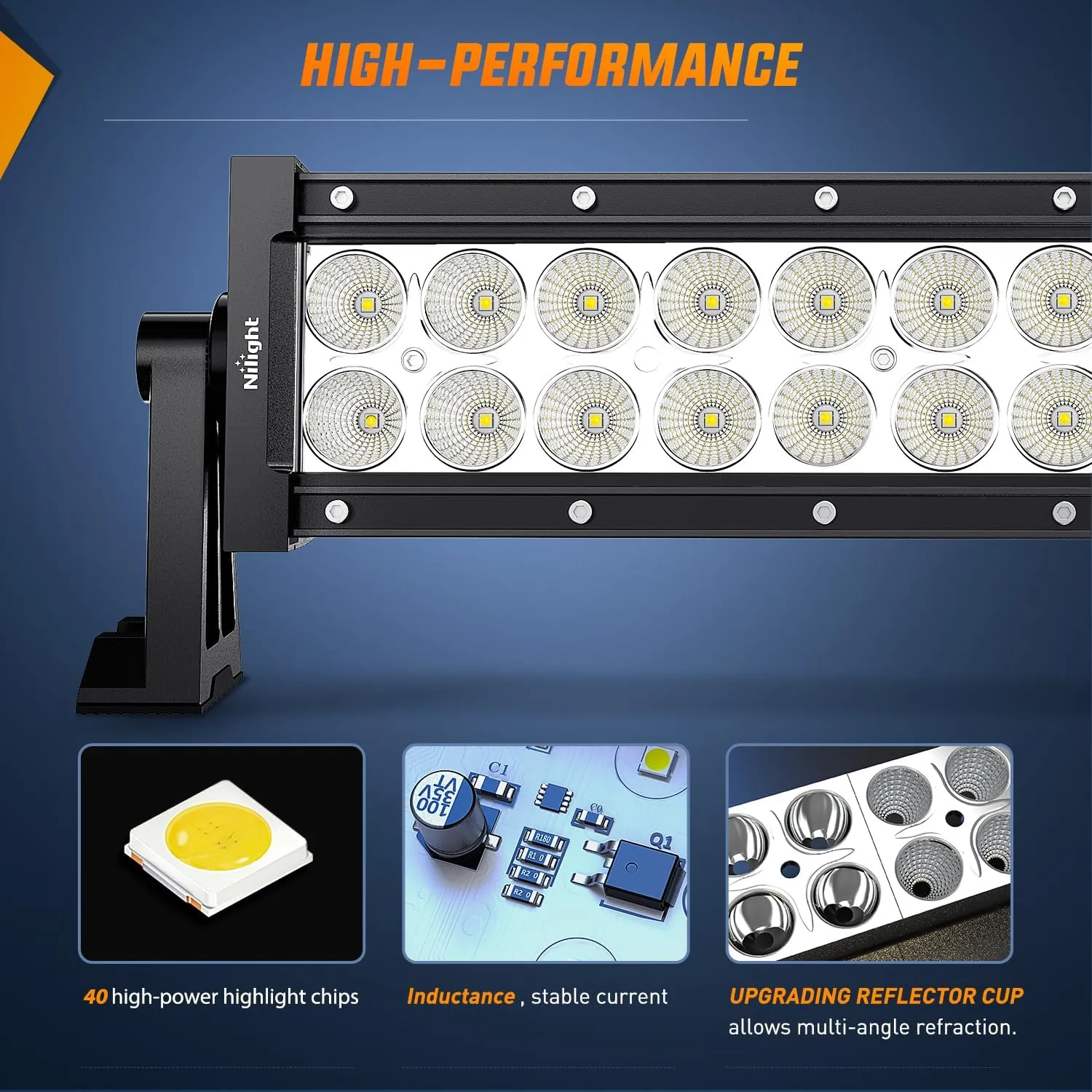 Nilight 52Inch 300W Curved Spot Flood Combo Led Light Bar Off Road Driving Lights Boat Lights Fog Light 12V On/Off 5 Pin Rocker Switch Power 12AWG Wiring Harness Kit-1 Lead for Trucks,2 Years Warranty