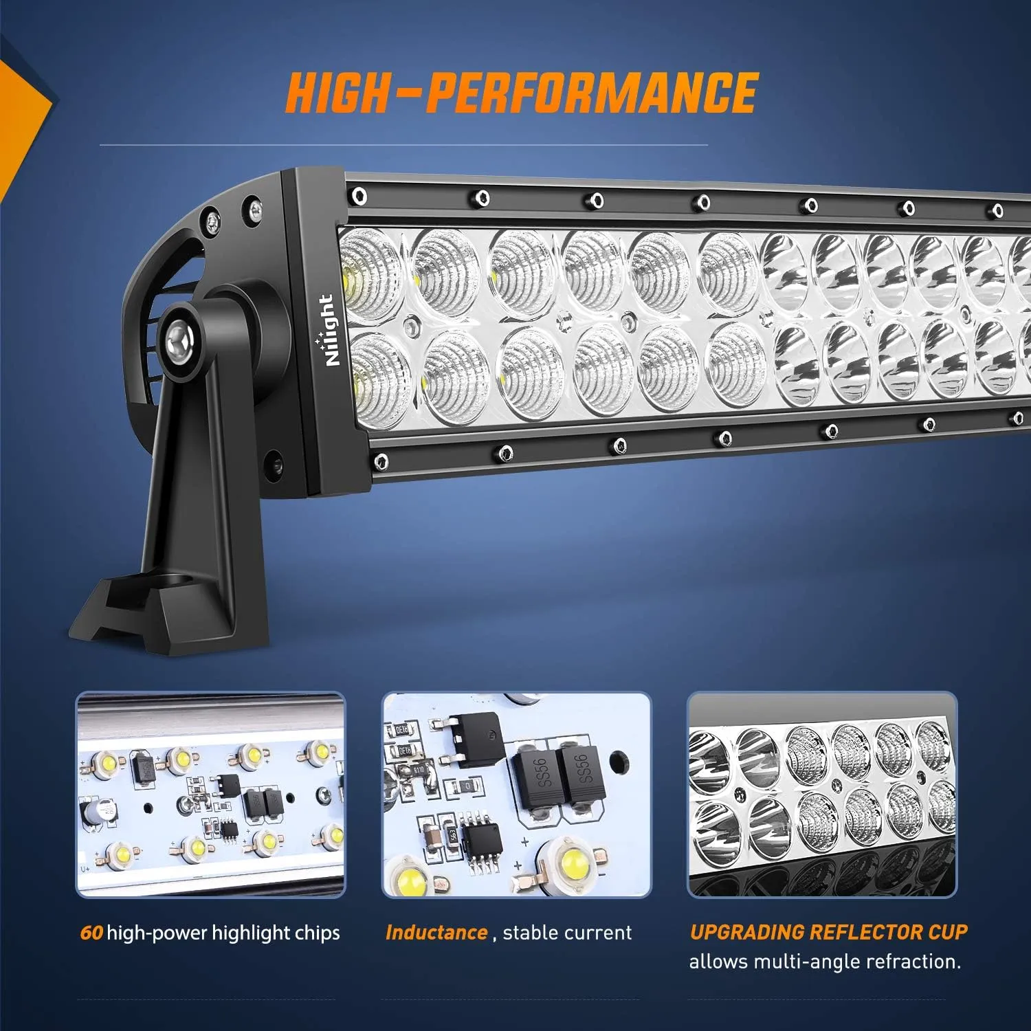 Nilight LED Light Bar 32Inch 180W Spot Flood Combo Led Off Road Lights 12V 5Pin Rocker Switch LED Light Bar Wiring Harness Kit, 2 Years Warranty (ZH079), Clear,White