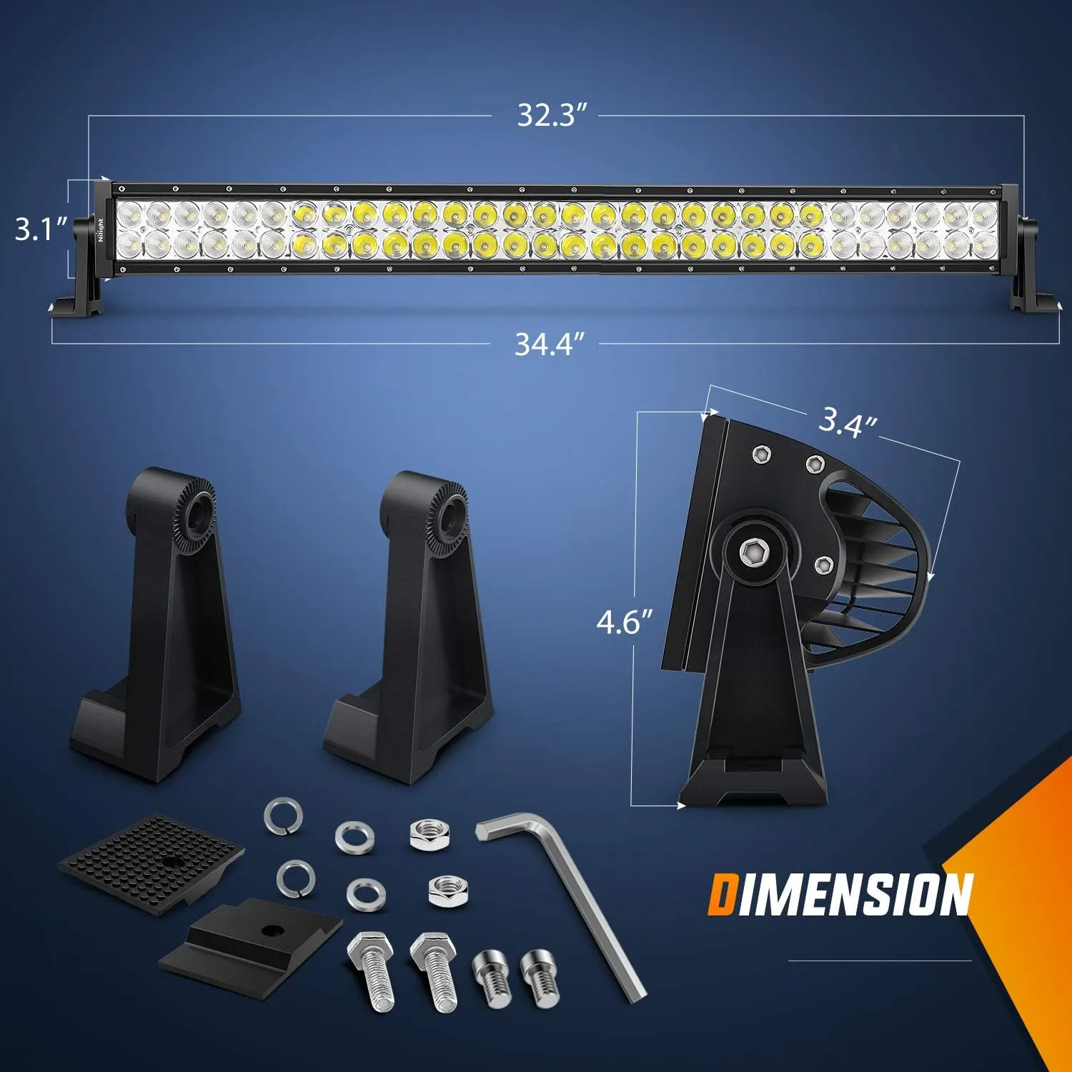 Nilight LED Light Bar 32Inch 180W Spot Flood Combo Led Off Road Lights 12V 5Pin Rocker Switch LED Light Bar Wiring Harness Kit, 2 Years Warranty (ZH079), Clear,White