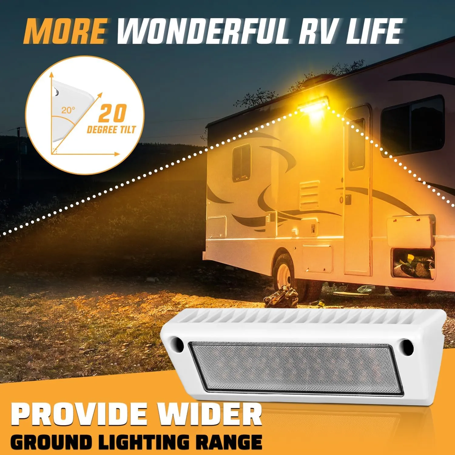 Nilight RV Exterior Light 2PCS 9 Inch Porch Lights Amber Beam 12V 24V LED Scene Cargo Lighting White Aluminum Housing for RVs Trailers Travel Campers 5th Wheels Motorhome SUV Truck
