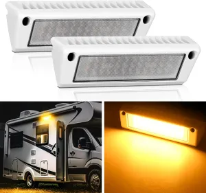 Nilight RV Exterior Light 2PCS 9 Inch Porch Lights Amber Beam 12V 24V LED Scene Cargo Lighting White Aluminum Housing for RVs Trailers Travel Campers 5th Wheels Motorhome SUV Truck