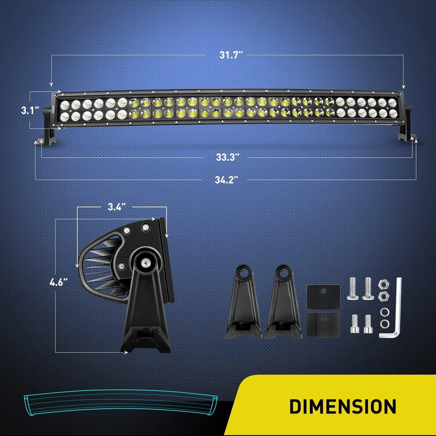 Nilight - ZH410 32Inch 180W Curved LED Light Bar Work Light Spot Flood Combo Offroad Driving Lights with 16AWG Wiring Harness Kit， 2 Year Warranty
