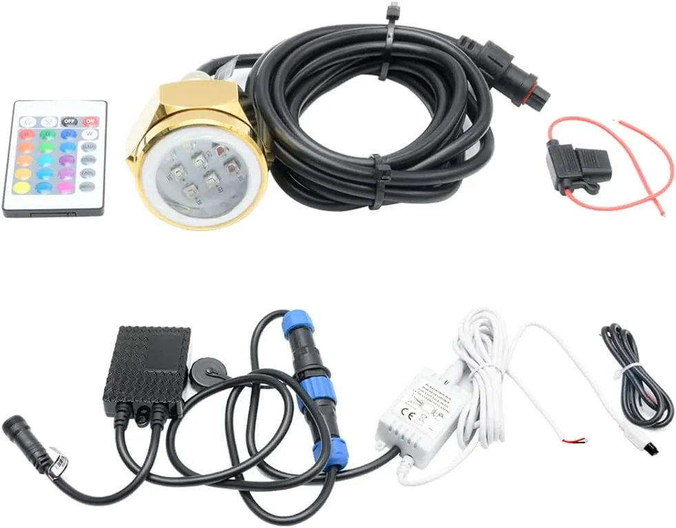 NJSBYL LED Boats Under Water Drain Plug Lights 27W Multi-Color Changing Navigation Light for Boating Underwater Trailer Spot Spotlights Flood Fishing Light Attractants Drain Plug Lamps
