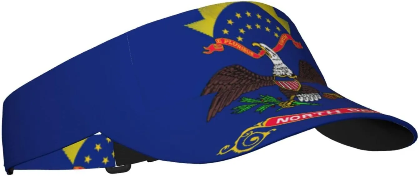 North Dakota State Flag Print Sports Sun Visor Hats Adjustable Adult Sunscreen Visor Cap for Men Women. Black