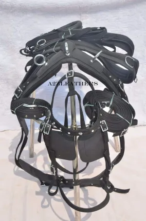 Nylon Driving Harness for Single Horse with Diamonte Browband (Black)