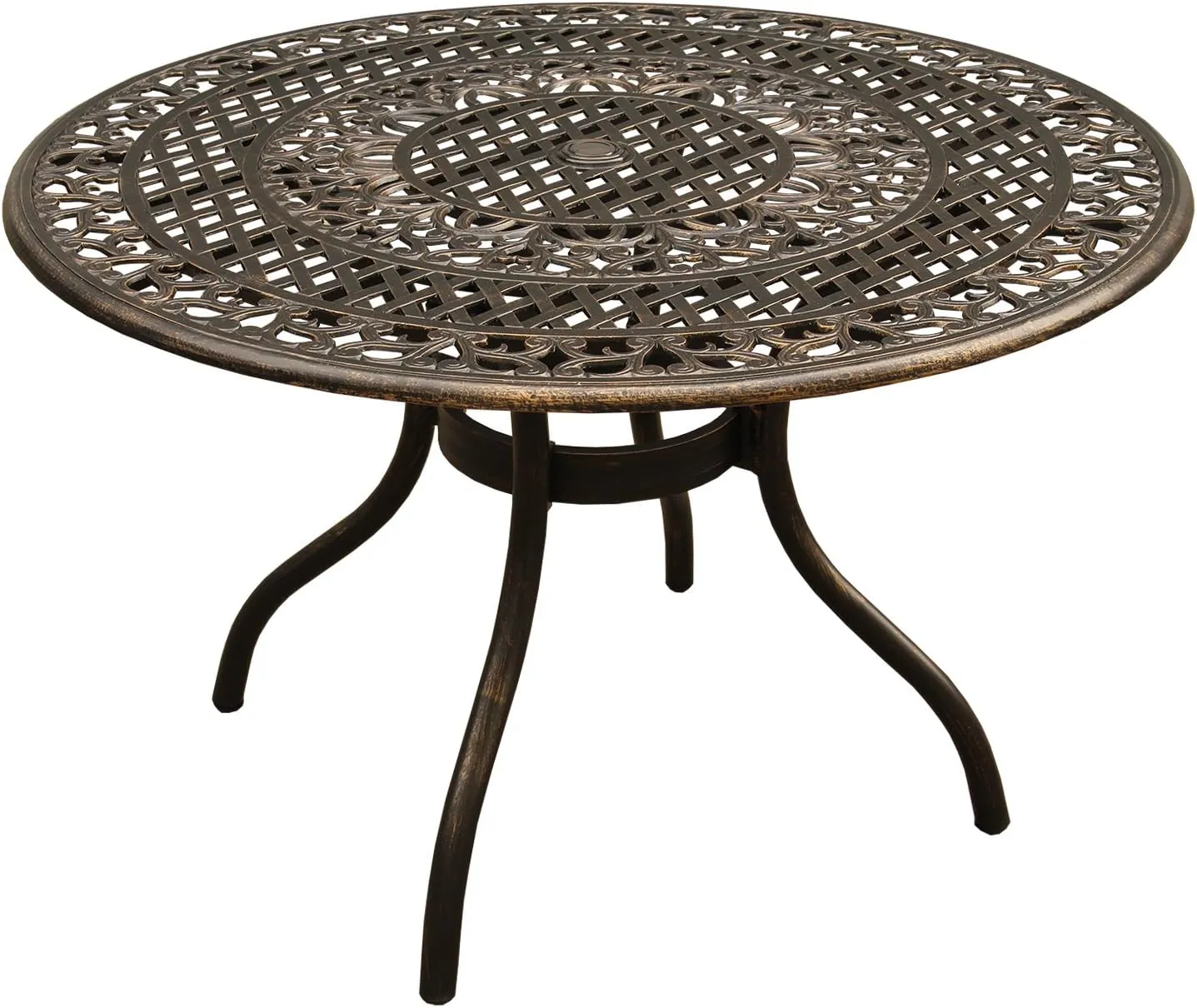 Oakland Living Ornate Outdoor Mesh Aluminum 48-in Black Round Patio Dining Table