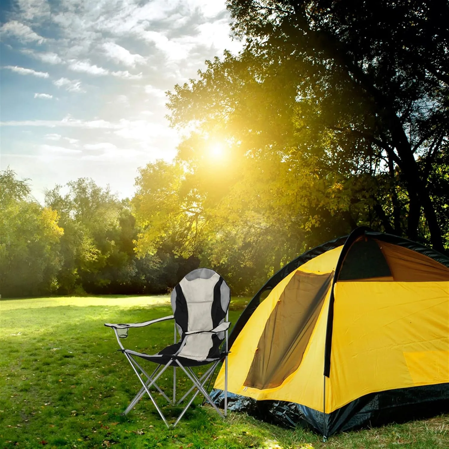 Ochine Camping Chair Portable Folding Camp Chair Heavy Duty Supports 230 Lbs Outdoor Compact Ultralight Folding Backpacking Chairs Backpack Chair in a Bag for Outdoor, Camp, Picnic, Hiking, Beach