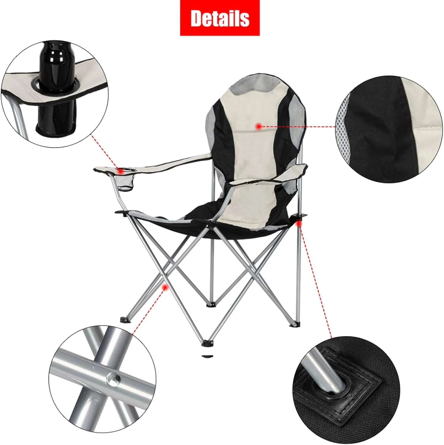 Ochine Camping Chair Portable Folding Camp Chair Heavy Duty Supports 230 Lbs Outdoor Compact Ultralight Folding Backpacking Chairs Backpack Chair in a Bag for Outdoor, Camp, Picnic, Hiking, Beach