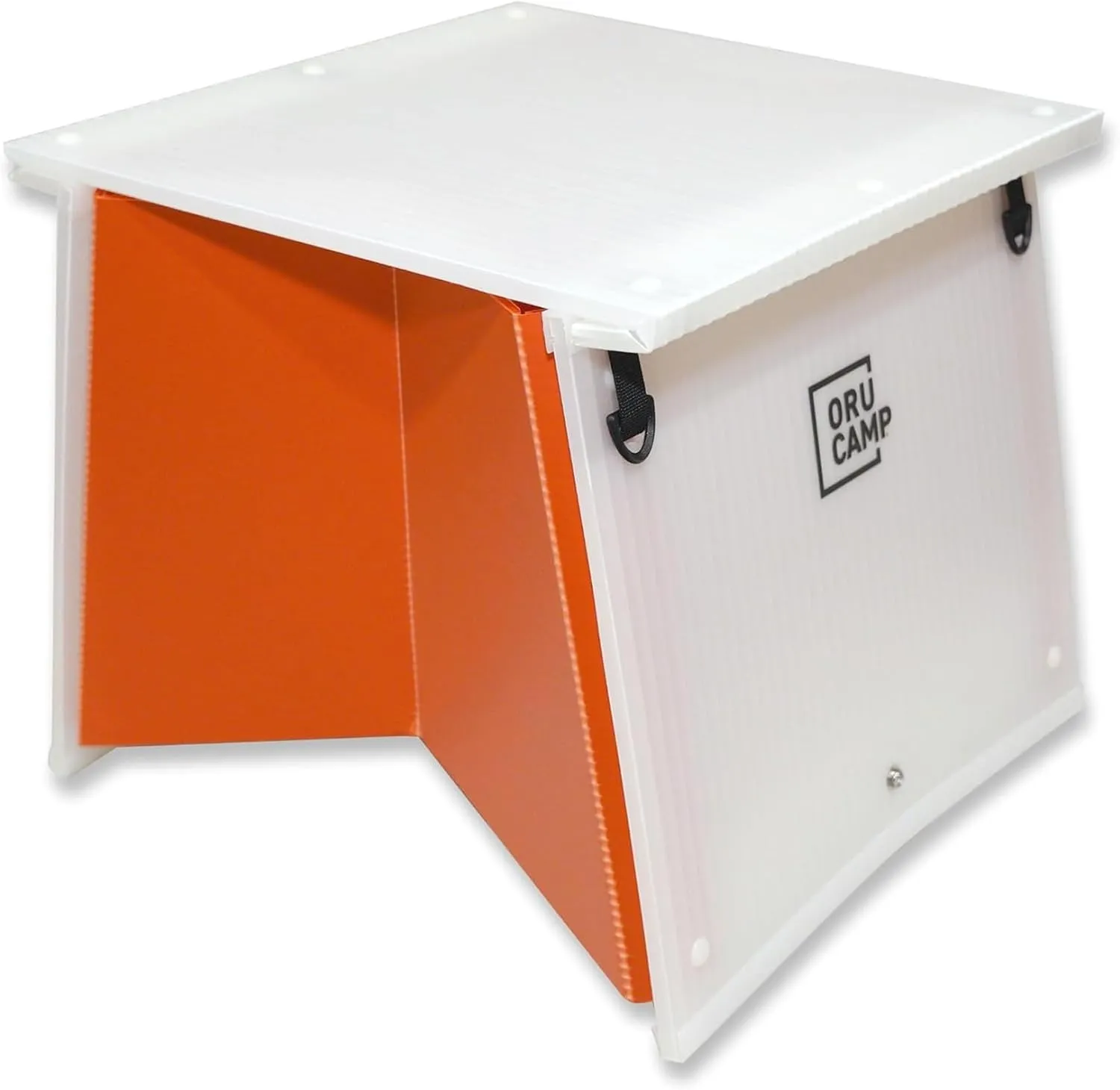 Oru Kayak Camp Foldable FlipCube | Lightweight Multi-Purpose Stool Table with Built-in Storage for Outdoor Camping, Hiking, Beach | 16.25 x 16.25 x 14.25in, Orange