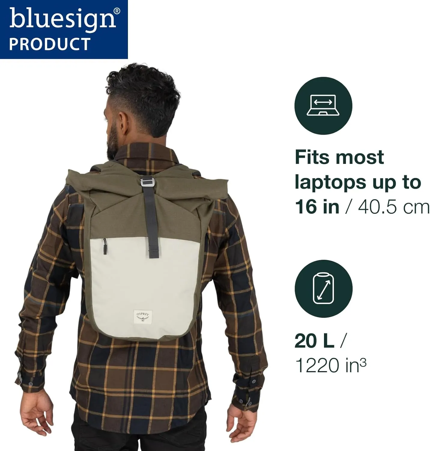 Osprey Arcane Zip Top Tote Backpack, Earl Grey/Sandy Grey Heather