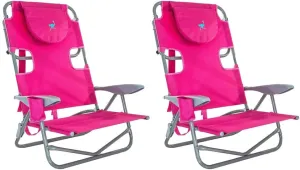 Ostrich On-Your-Back Outdoor 5 Position Reclining Beach Lake Chair (2 Pack)