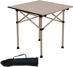 Outdoor Camping Tables That Fold Up Lightweight, Sturdy Aluminum Camping Table Seats 4 & Carry Bag Included; Great for Camping, Tailgating, Grilling, & More ( Color : Beige , Size : 20.8x20.4x19.6in )