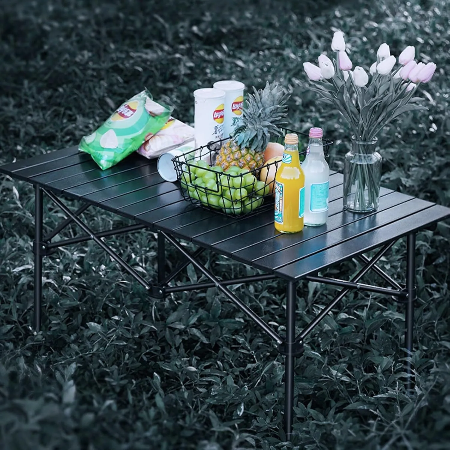 Outdoor Camping Tables That Fold Up Lightweight, Sturdy Aluminum Camping Table Seats 4 & Carry Bag Included; Great for Camping, Tailgating, Grilling, & More
