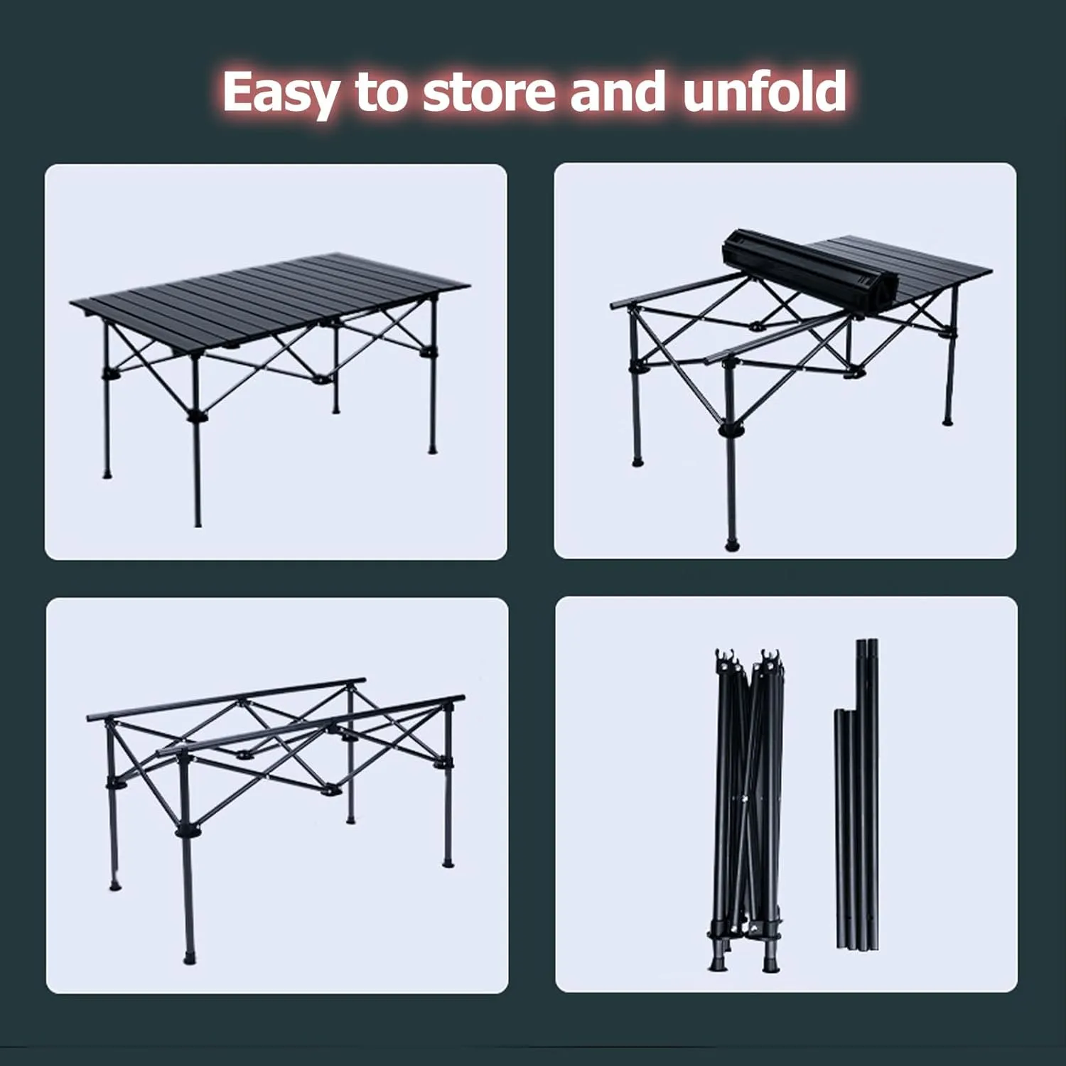 Outdoor Camping Tables That Fold Up Lightweight, Sturdy Aluminum Camping Table Seats 4 & Carry Bag Included; Great for Camping, Tailgating, Grilling, & More