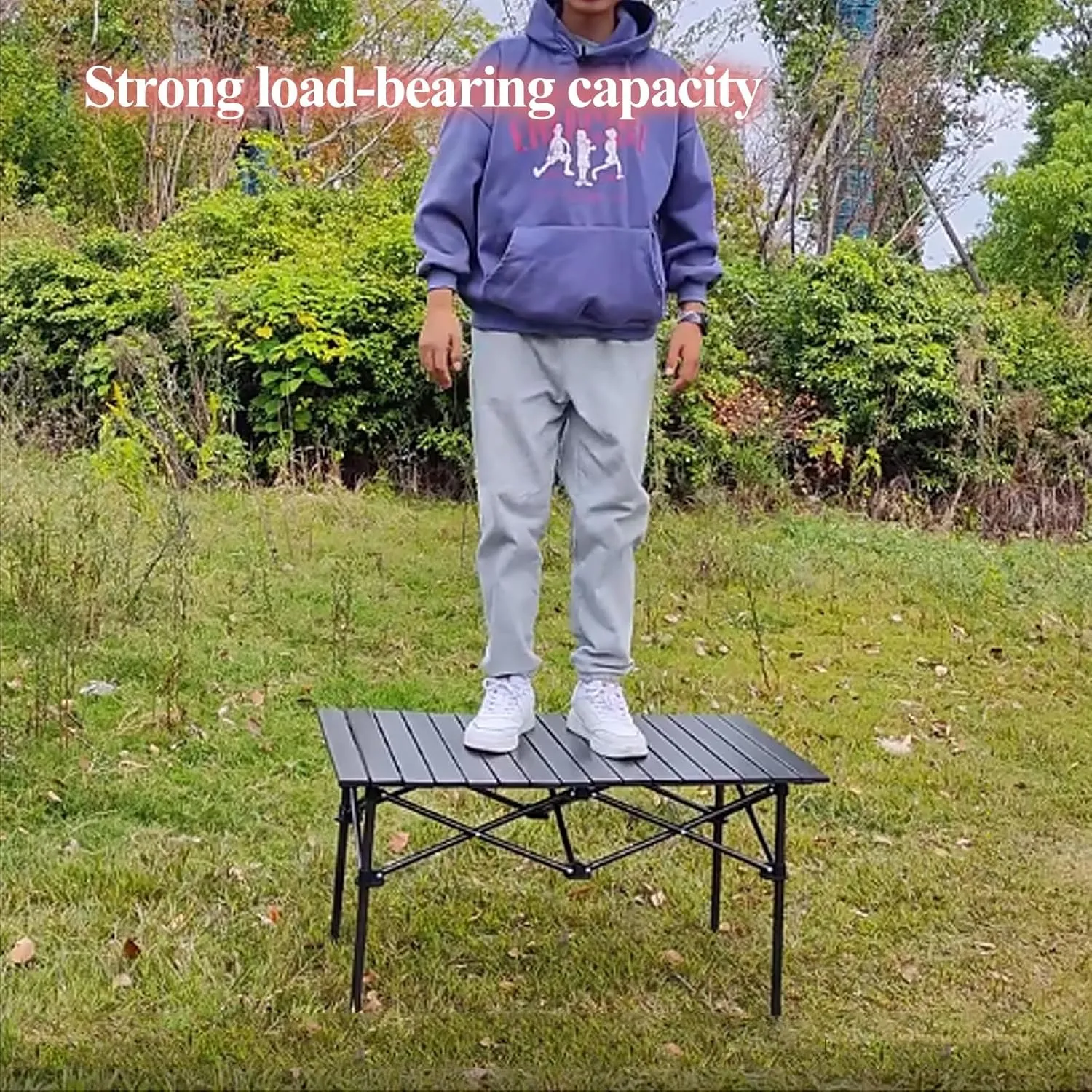 Outdoor Camping Tables That Fold Up Lightweight, Sturdy Aluminum Camping Table Seats 4 & Carry Bag Included; Great for Camping, Tailgating, Grilling, & More