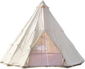 Outdoor Four-Season Family Camping Waterproof Bell Tent 3-8 Persons Canvas Yurt Teepee Tents Large Glamping Indian Tents for Hunting Christmas Party Shelter