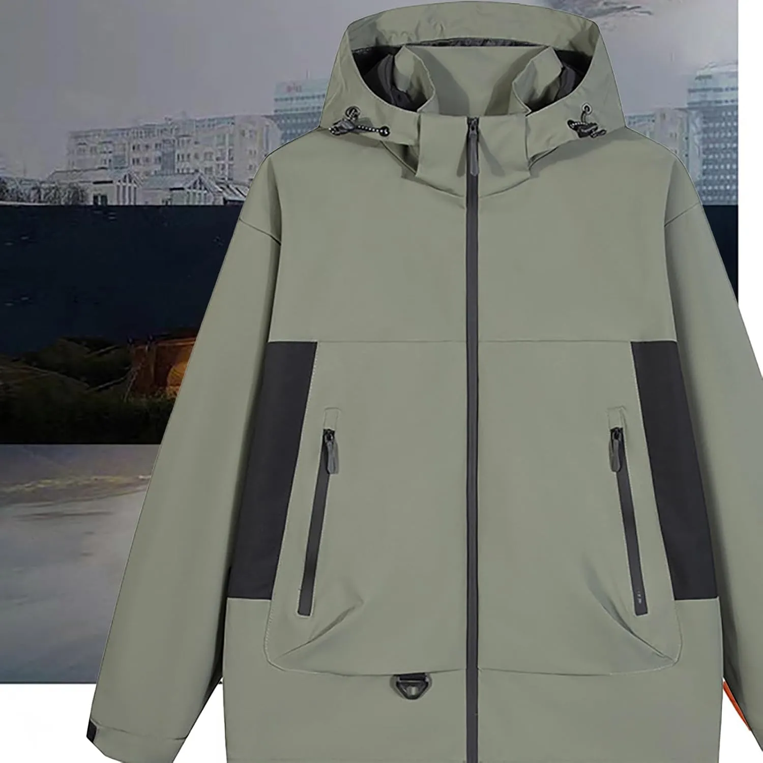 Outdoor Men's Waterproof Raincoat Windbreaker Lightweight Rain Jacket with Hood for Travel Golf Hiking Cycling