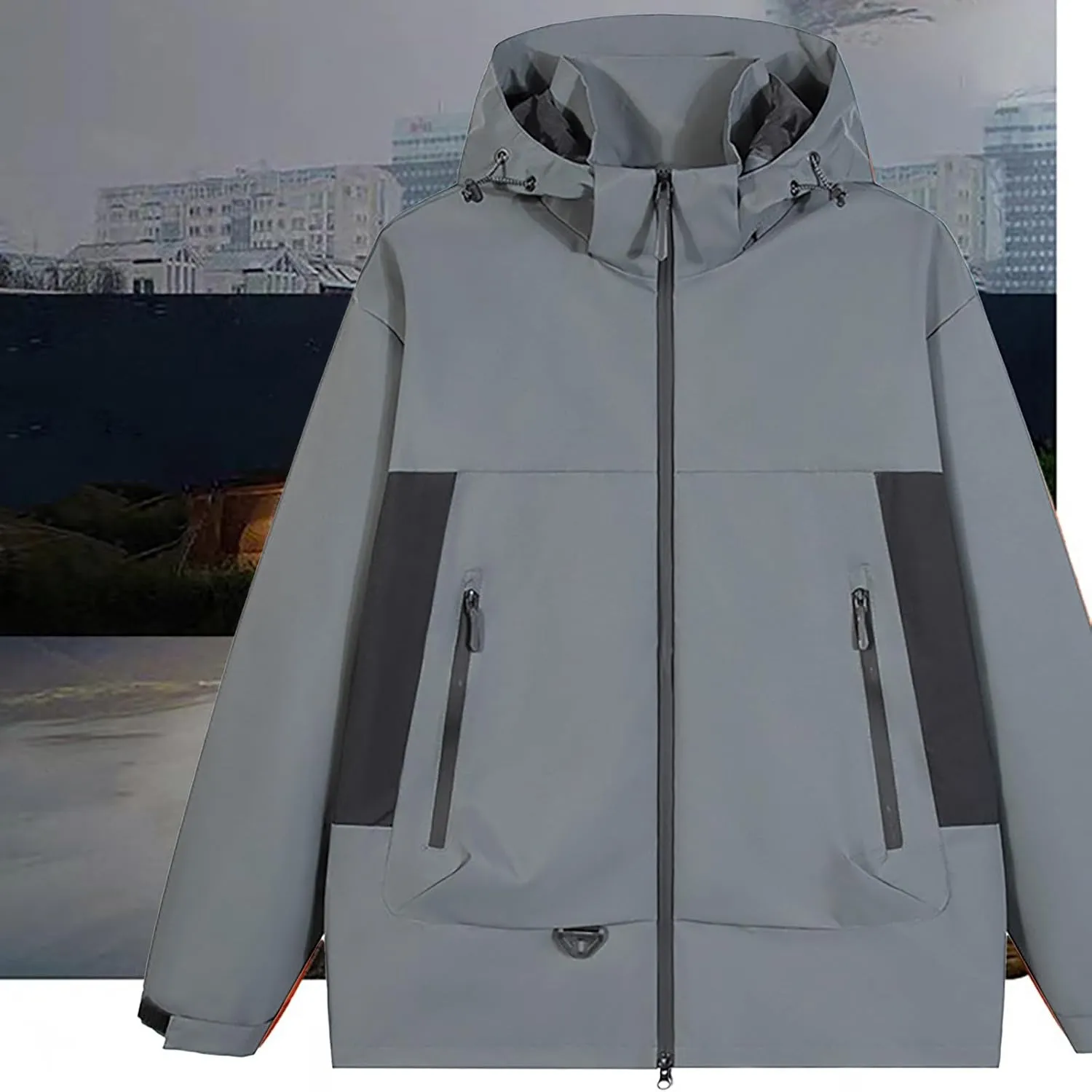 Outdoor Men's Waterproof Raincoat Windbreaker Lightweight Rain Jacket with Hood for Travel Golf Hiking Cycling