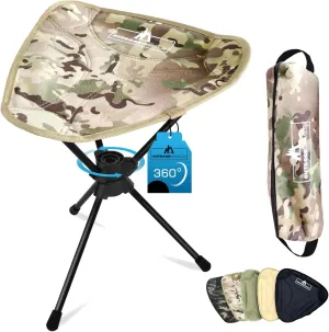 Outdoor Originals 360° Rotating Camping Stool | Compact, Portable, Lightweight, Foldable | Great for Camping, Fishing, Hunting, Sports Games, Outdoor Travel Gear | 360 Swivel Stool
