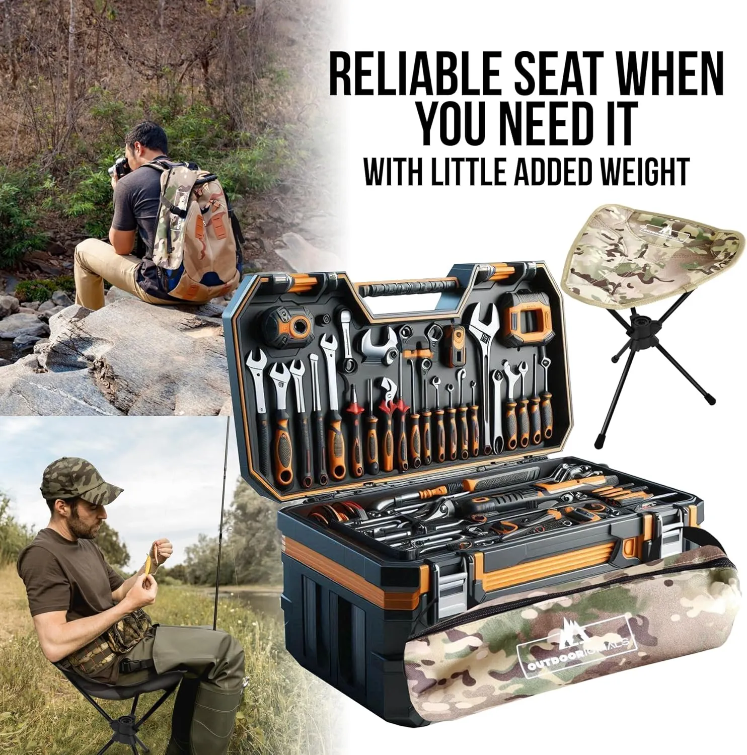 Outdoor Originals 360° Rotating Camping Stool | Compact, Portable, Lightweight, Foldable | Great for Camping, Fishing, Hunting, Sports Games, Outdoor Travel Gear | 360 Swivel Stool