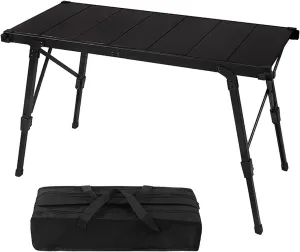Outdoor Picnic Camping Table BBQ Grill Removable Camping Table Aluminum Portable Folding Camp Cook Station for Outdoor Picnic Beach BBQ RV Traveling(A)