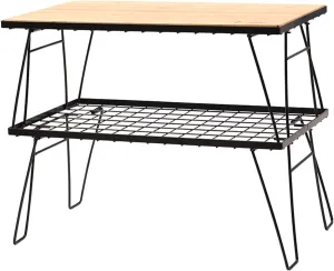 Outdoor Portable Folding Camp Kitchen Table, 2-Tier Camping Portable Folding Dining Table for Outdoor Activities, Mountaineering and Hiking (Color : Black)