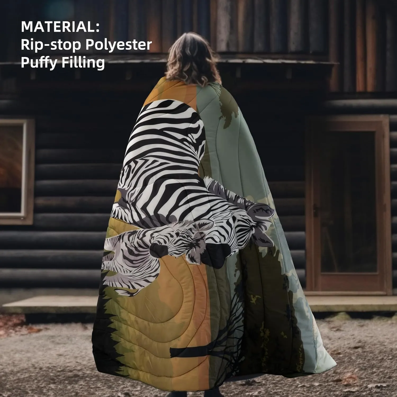 Outdoor Puffy Camping Blanket, Lightweight Windproof Warm Stadium Blanket, Packable Travel Camping Quilt for Cold Weather, Hiking, Backpacking, Sleeping, Hammock, Adventure 78"x 56"