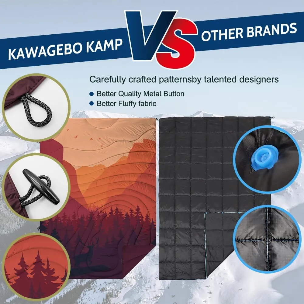 Outdoor Puffy Camping Blanket, Lightweight Windproof Warm Stadium Blanket, Packable Travel Camping Quilt for Cold Weather, Hiking, Backpacking, Sleeping, Hammock, Adventure 78"x 56"