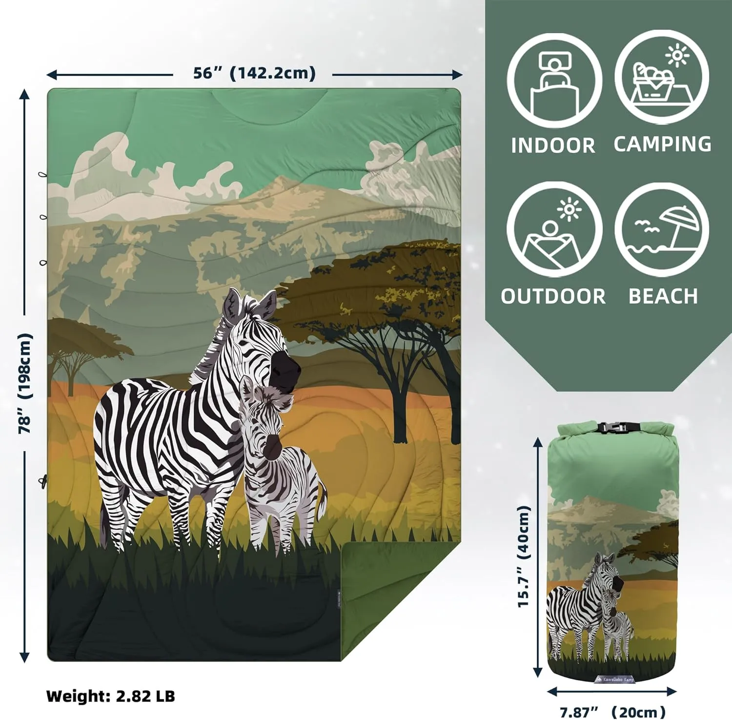 Outdoor Puffy Camping Blanket, Lightweight Windproof Warm Stadium Blanket, Packable Travel Camping Quilt for Cold Weather, Hiking, Backpacking, Sleeping, Hammock, Adventure 78"x 56"