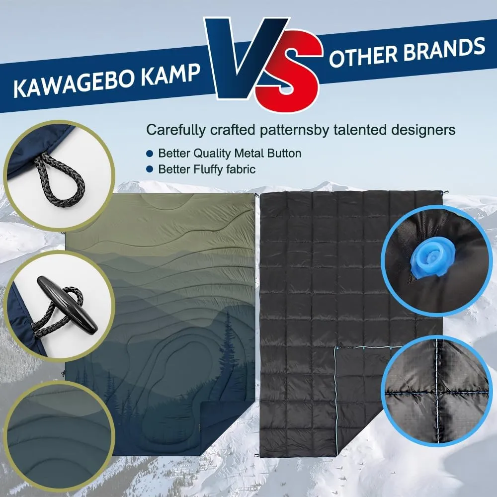 Outdoor Puffy Camping Blanket, Lightweight Windproof Warm Stadium Blanket, Packable Travel Camping Quilt for Cold Weather, Hiking, Backpacking, Sleeping, Hammock, Adventure 78"x 56"