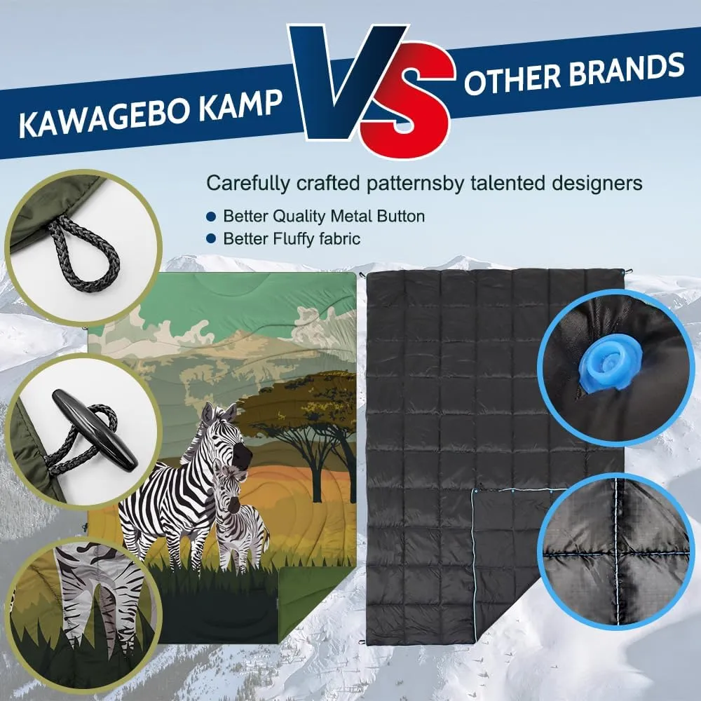 Outdoor Puffy Camping Blanket, Lightweight Windproof Warm Stadium Blanket, Packable Travel Camping Quilt for Cold Weather, Hiking, Backpacking, Sleeping, Hammock, Adventure 78"x 56"