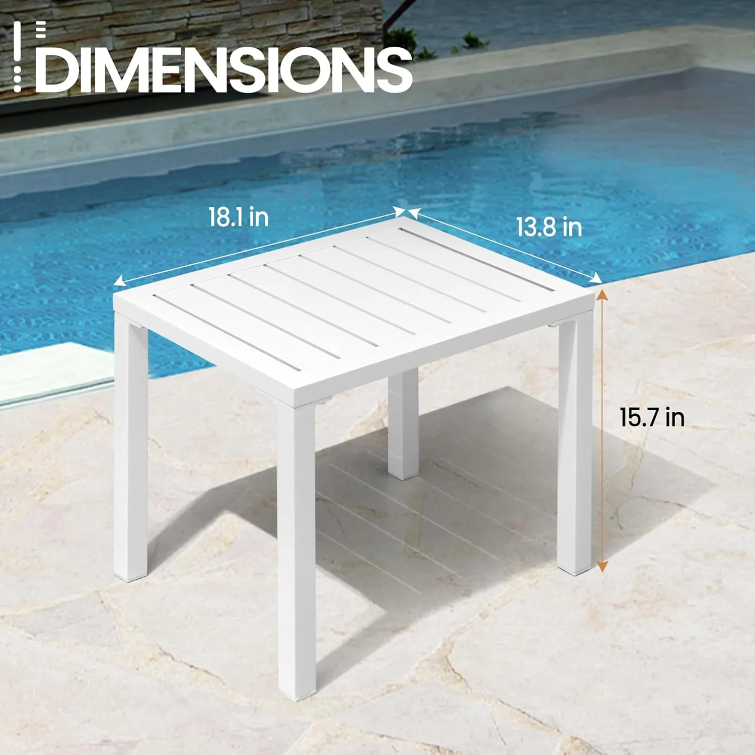 Outdoor Side Table Aluminum Small Outdoor Coffee Table Metal Outdoor End Table Outside Side Table for Patio Garden Bistro Poolside