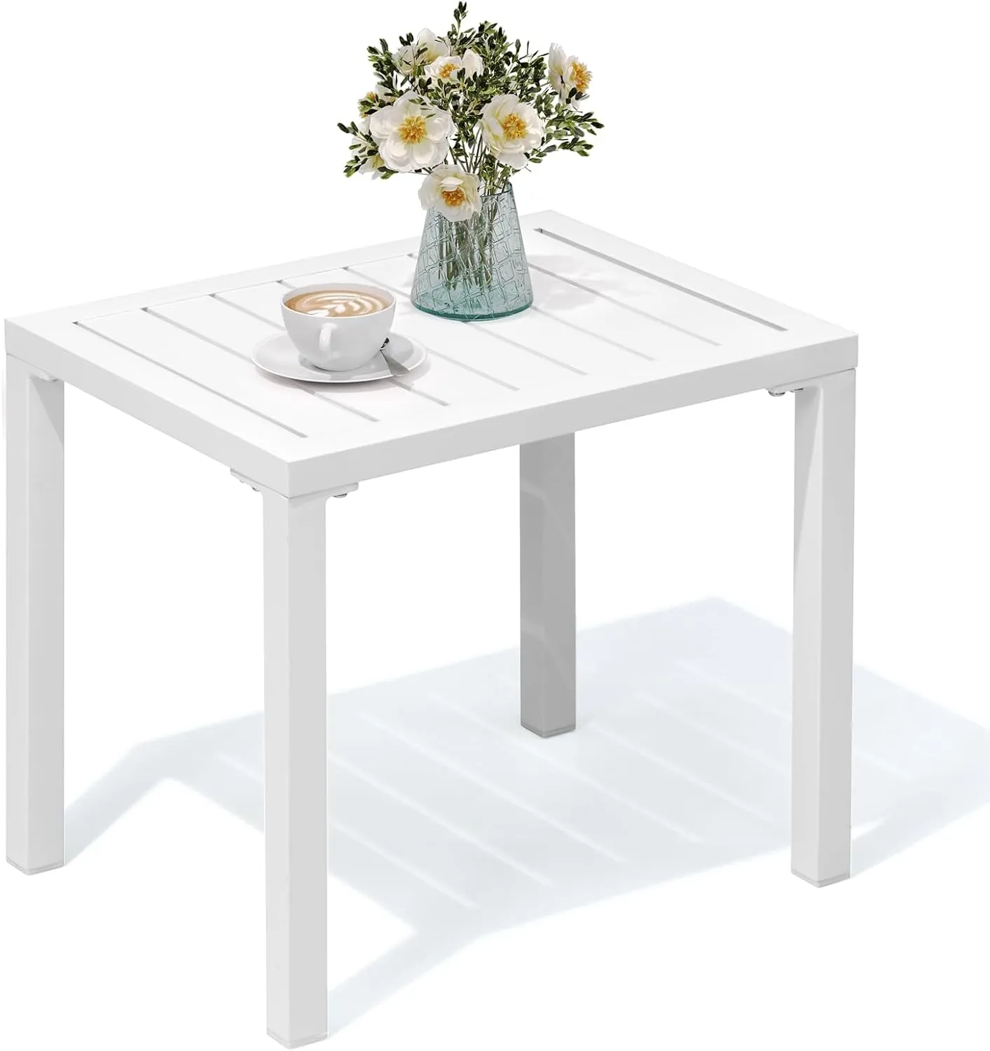 Outdoor Side Table Aluminum Small Outdoor Coffee Table Metal Outdoor End Table Outside Side Table for Patio Garden Bistro Poolside