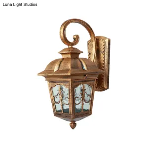 Outdoor Solar Wall Sconce - Lantern Shaped LED Wall Lamp Fixture with Traditional Clear Glass Design