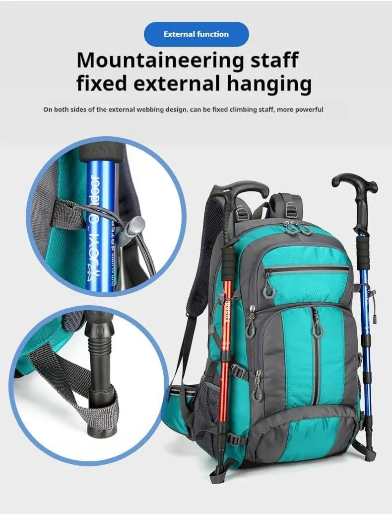 Outdoor travel backpack, hiking, long journey, camping large-capacity mountaineering bag, fitness, basketball sports backpack (Black with gray)