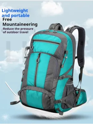 Outdoor travel backpack, hiking, long journey, camping large-capacity mountaineering bag, fitness, basketball sports backpack (Black with gray)