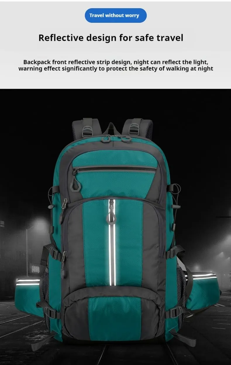 Outdoor travel backpack, hiking, long journey, camping large-capacity mountaineering bag, fitness, basketball sports backpack (Black with gray)