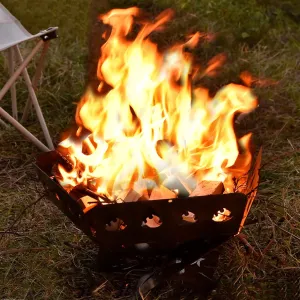Outdoor Wood Burning Stoves,Backpacking Folding Portable Camping Bonfire Rack,Stainless Steel Camping Charcoal Stoves,for Cooking Picnic Tent Traveling Picnic (Size : Small)