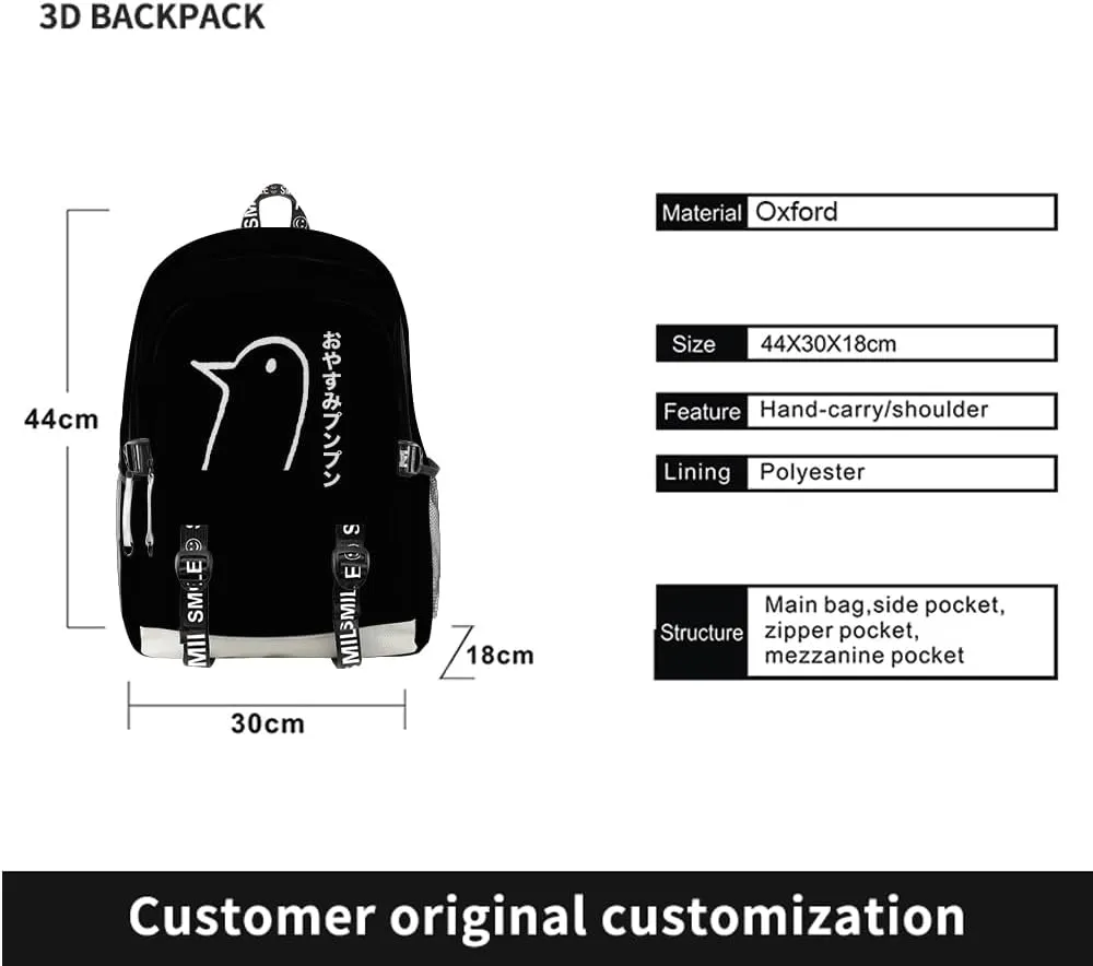 Oyasumi Punpun Merch Backpack Oxford Bag Anime Backpack Casual Bag High Capacity Bags (Backpack Suit)