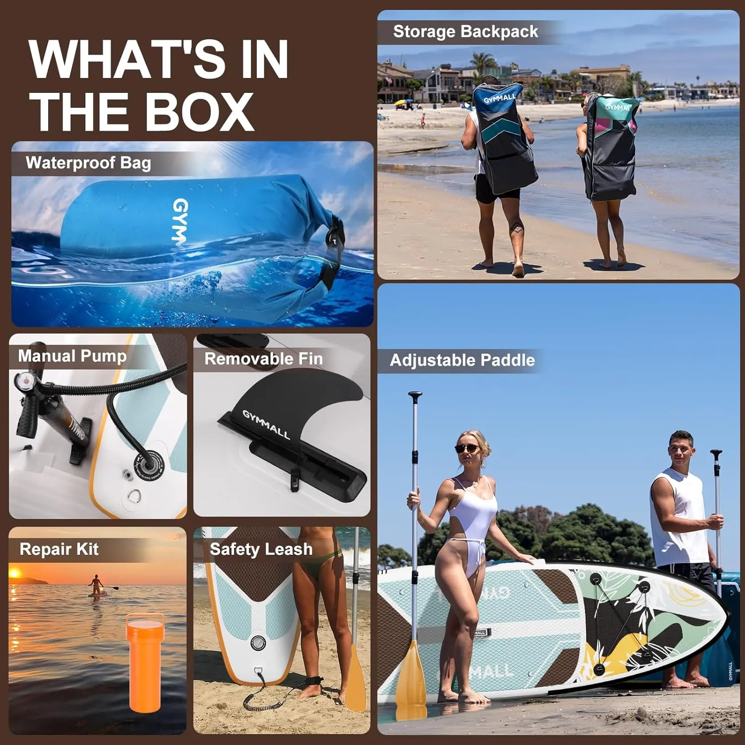 Paddle Board, Inflatable Stand Up SUP Paddle Boards for Adults & Youths of All Skill Levels, Wide & Non-Slip Deck Design Blow Up Paddleboards with Premium Accessories & Storage Bag