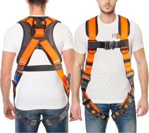 Palmer Safety Full Body Harness with 5 Point Adjustment, Dorsal D-ring, Grommet Legs, Two Side D Rings, and Fall Indicators