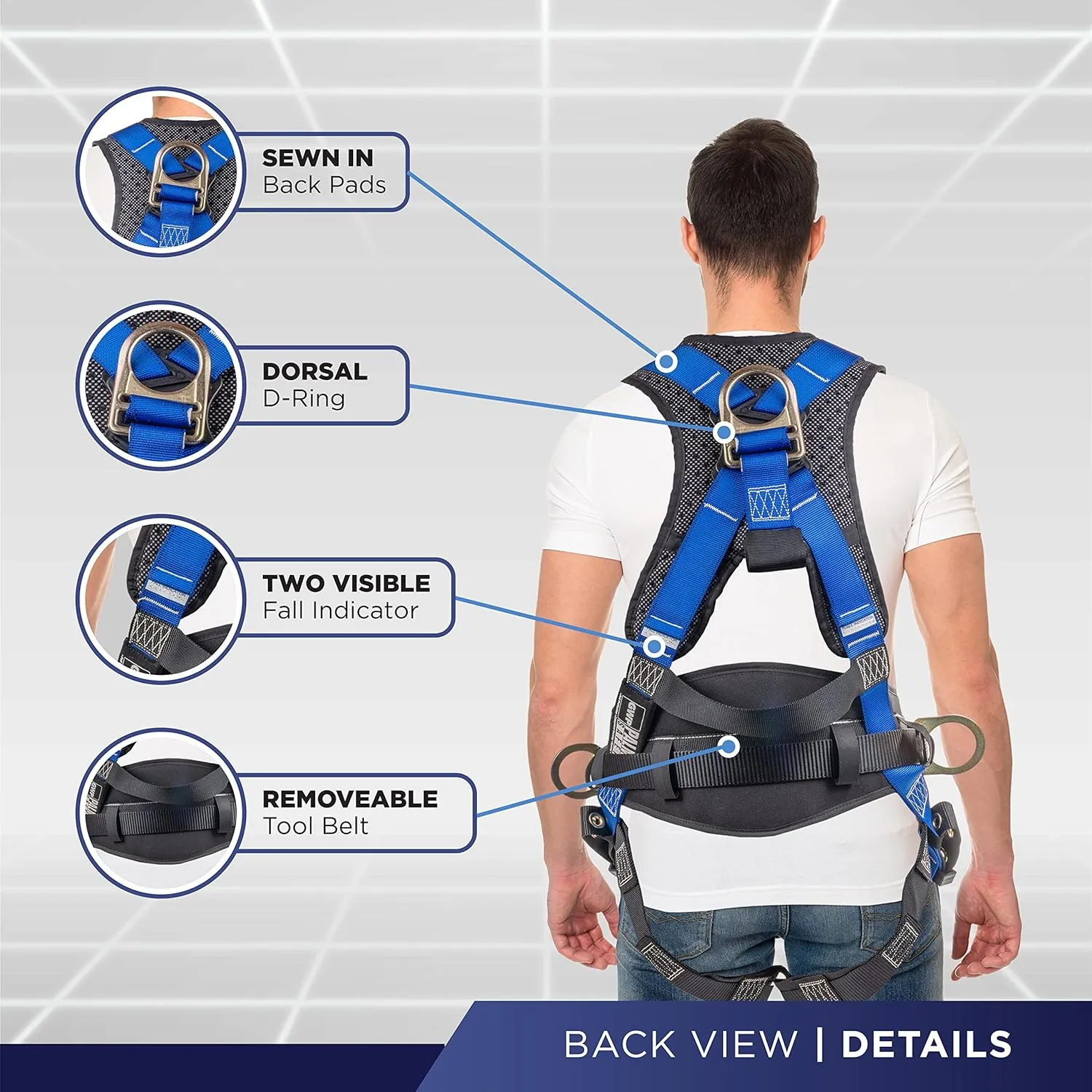 Palmer Safety Hammerhead 5pt Safety Harness Back Padded, QCB Chest, Tongue Buckel Legs Straps, Back & Side D-Rings
