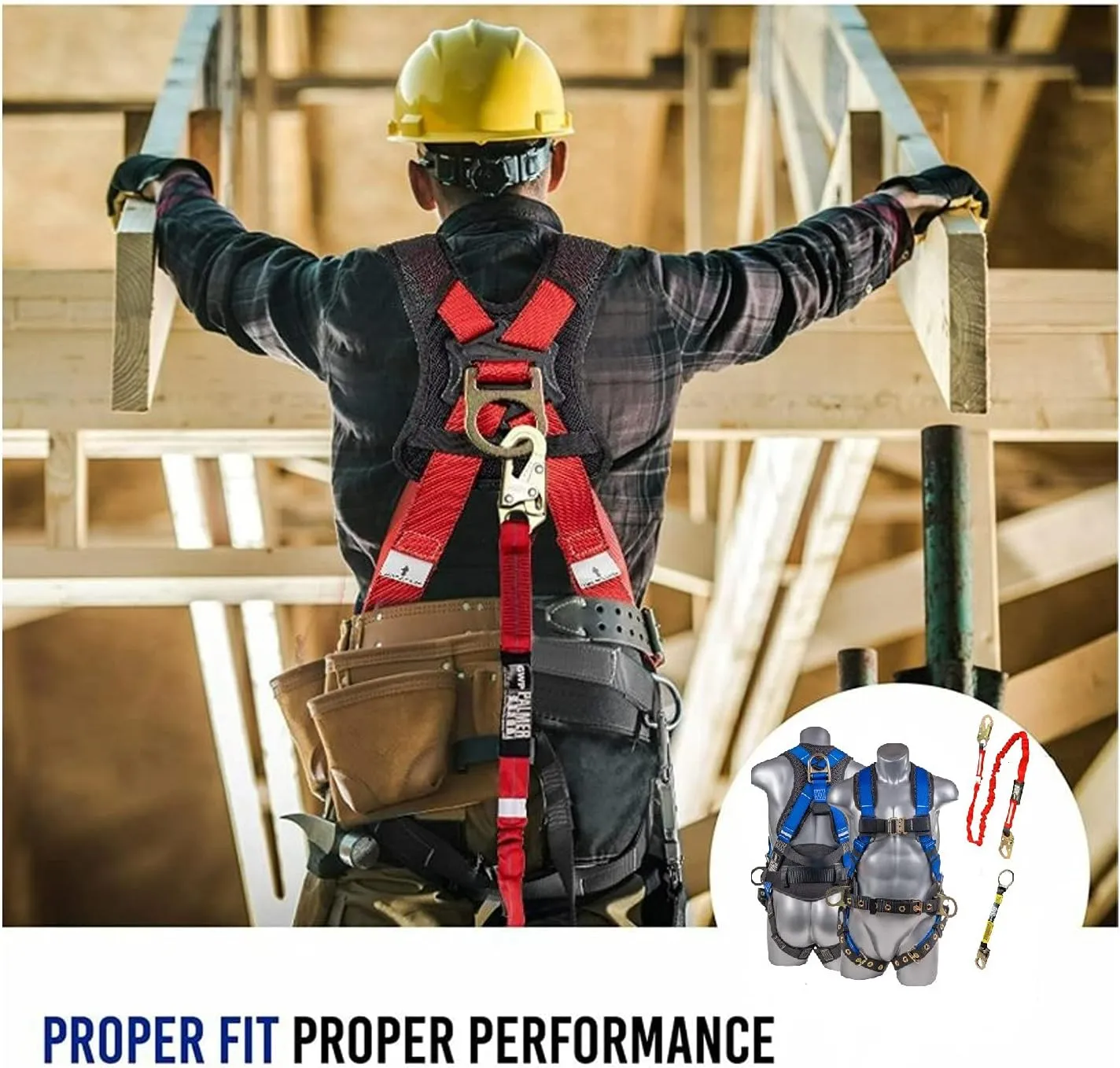 Palmer Safety Hammerhead 5pt Safety Harness Back Padded, QCB Chest, Tongue Buckel Legs Straps, Back & Side D-Rings