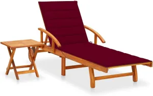 Patio Sun Lounger with Table and Cushion Solid Wood Acaciacamping Chairs Tanning Chair Patio Recliner Suitable for Garden Courtyard