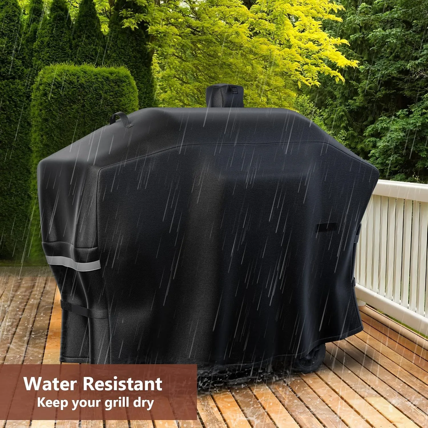 Pellet Grill Cover for Camp Chef Smoker Cover, Upgraded Full-Length Heavy Duty Waterproof Anti-UV Cover for Woodwind Pro 24 PG24SE PG2424SGB SmokePro DLX 24 PG24MZG PG24WWSB, fit Weber Searwood 600