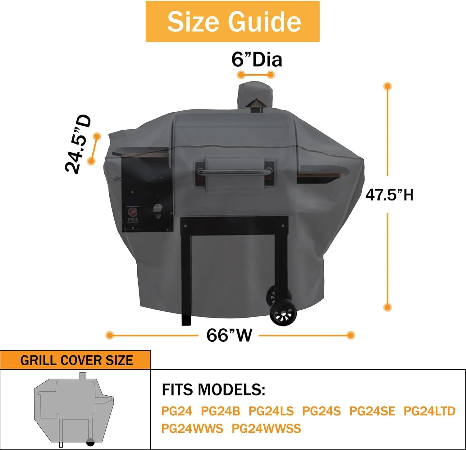 Pellet Grill or Smoker Cover for Camp Chef 24 inch Pellet Grills, Woodwind24, DLX,24 SmokePro24, PG24, PG24B, PG24LS, PG24S, PG24SE, PG24LTD, PG24WWS, PG24WWSS