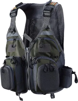 PELLOR Fly Fishing Vest, Fishing Gear Outdoor Backpack Breathable Mesh Fishing Vest Backpack for Camping Hunting