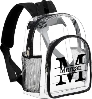 Personalized Clear Backpack Custom Name, Clear Bookbag See Throug Back Pack Heavy Duty Transparent Backpack- Customized Gifts