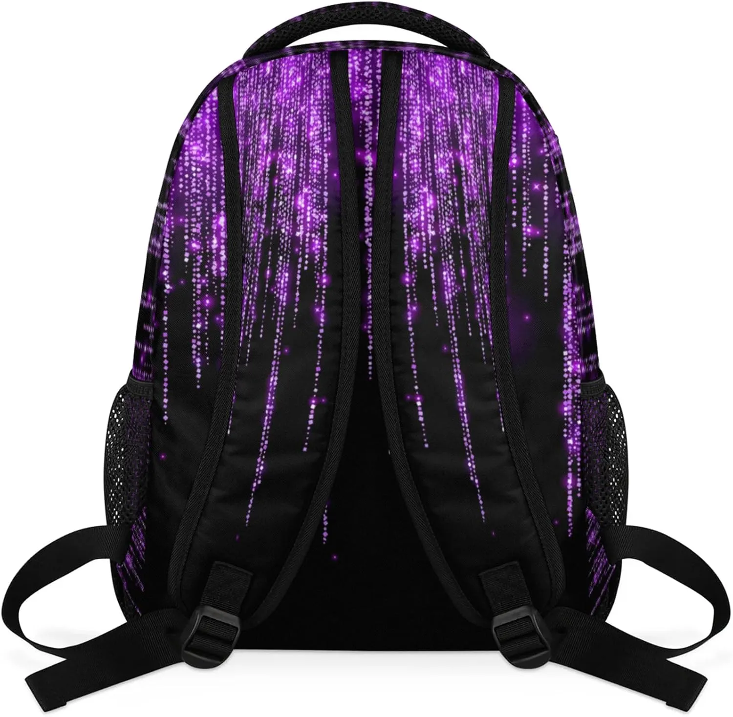 Personalized Name Backpack Bag Daypack Travel Hiking Large Backpacks for Women, Dark Voilet Purple Glittering Sparkly Effect Printed