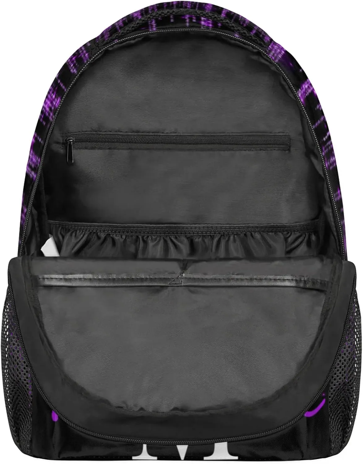 Personalized Name Backpack Bag Daypack Travel Hiking Large Backpacks for Women, Dark Voilet Purple Glittering Sparkly Effect Printed